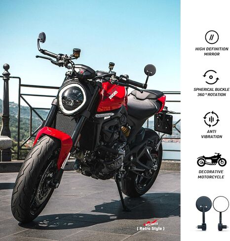 Motorcycle Bar End Mirrors, CNC Aluminum 7/8" Handlebar End Rear Side Mirrors, Round Anti Glare, Compatible with Most Motorcycle, Scooter, Moped, Ducati, Suzuki, Honda Grom, ATV in Saudi Arabia