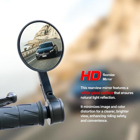 Motorcycle Bar End Mirrors, CNC Aluminum 7/8" Handlebar End Rear Side Mirrors, Round Anti Glare, Compatible with Most Motorcycle, Scooter, Moped, Ducati, Suzuki, Honda Grom, ATV in Saudi Arabia