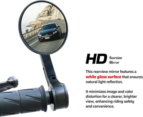 Motorcycle Bar End Mirrors, CNC Aluminum 7/8" Handlebar End Rear Side Mirrors, Round Anti Glare, Compatible with Most Motorcycle, Scooter, Moped, Ducati, Suzuki, Honda Grom, ATV in Saudi Arabia