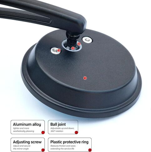 Motorcycle Bar End Mirrors, CNC Aluminum 7/8" Handlebar End Rear Side Mirrors, Round Anti Glare, Compatible with Most Motorcycle, Scooter, Moped, Ducati, Suzuki, Honda Grom, ATV in Saudi Arabia