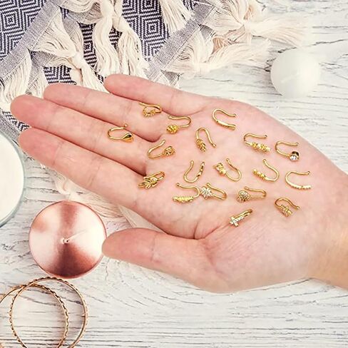12 Pieces Fake Nose Ring Ear Clips Studs Non Piercing Earrings Inlaid CZ Flower Star Heart Non Piercing Jewelry U Shape Faux Nose Ring Spring Clip on Circle Hoop No Pierced Body Jewelry For Women Unisex in Saudi Arabia