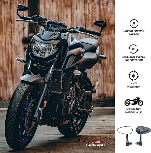 Motorcycle Bar End Mirrors, CNC Aluminum 7/8" Handlebar End Rear Side Mirrors, Round Anti Glare, Compatible with Most Motorcycle, Scooter, Moped, Ducati, Suzuki, Honda Grom, ATV in Saudi Arabia