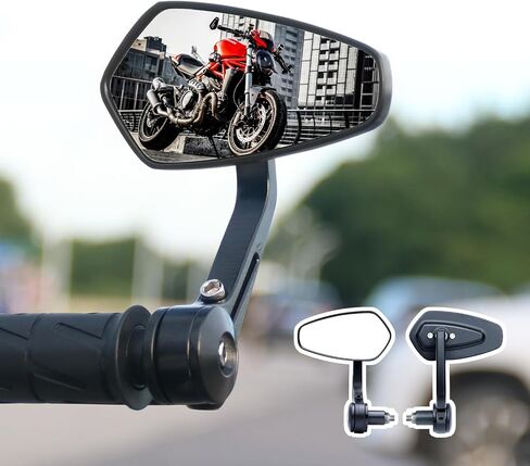 Motorcycle Bar End Mirrors, CNC Aluminum 7/8" Handlebar End Rear Side Mirrors, Round Anti Glare, Compatible with Most Motorcycle, Scooter, Moped, Ducati, Suzuki, Honda Grom, ATV in Saudi Arabia