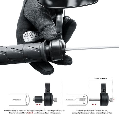 Motorcycle Bar End Mirrors, CNC Aluminum 7/8" Handlebar End Rear Side Mirrors, Round Anti Glare, Compatible with Most Motorcycle, Scooter, Moped, Ducati, Suzuki, Honda Grom, ATV in Saudi Arabia