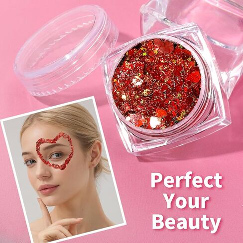 Teenitor Body Glitter Face Glitter Gel, Hair Glitter Gel, 6 Colors Glitter Makeup for Kids, Body Glitter for Women, Face Paint for Christmas Makeup, Concerts Rave Accessories in Kuwait