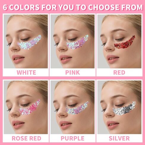 Teenitor Body Glitter Face Glitter Gel, Hair Glitter Gel, 6 Colors Glitter Makeup for Kids, Body Glitter for Women, Face Paint for Christmas Makeup, Concerts Rave Accessories in Kuwait