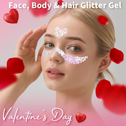 Teenitor Body Glitter Face Glitter Gel, Hair Glitter Gel, 6 Colors Glitter Makeup for Kids, Body Glitter for Women, Face Paint for Christmas Makeup, Concerts Rave Accessories in Kuwait