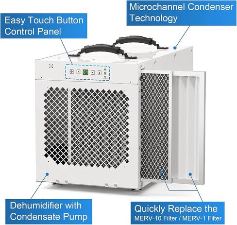 ALORAIR Sentinel HDi100 مزيل الرطوبة التجاري مع مضخة، 220 مكاييل مزيل الرطوبة للمنازل بأكملها لمساحات الزحف، والأقبية، حتى 2900 قدم مربع. قدم cETL in Kuwait
