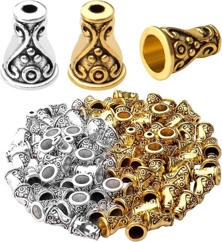 100pcs Antique Silver Cone Bead Caps Alloy Tibetan Spacer Beads Caps Flower End Caps Tassel Bead Cap Cone Bead End Caps for Jewelry DIY Making and Crafting Findings in Saudi Arabia