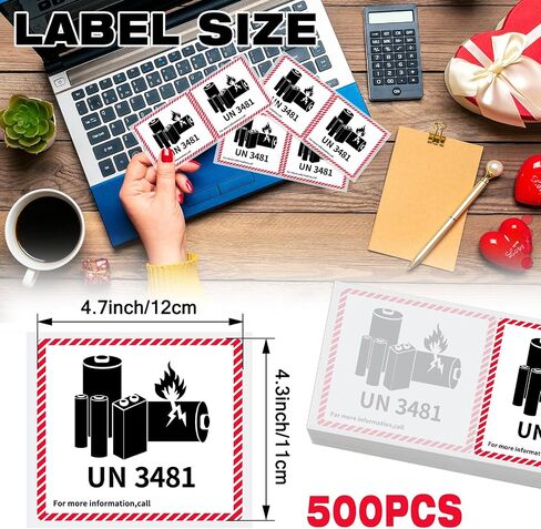100 Pcs Lithium Ion Battery Caution Labels UN3481 Lithium Ion Battery Transport Caution Stickers 4.7 x 4.3 Fragile Stickers for Shipping Lithium Batteries Strong Adhesive Safety Stickers in Saudi Arabia