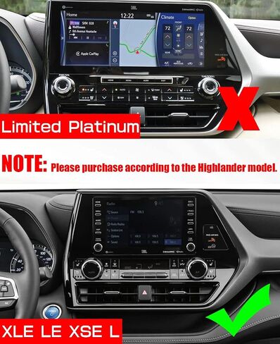 LEXLEY Carbon fiber Style Navigation Panel Screen Air Conditioning Vents Trim Interior Accessories Center Control Trim Cover For Toyota 2020-2025 Highlander XLE LE L XSE,Not Fit Limited Platinum in Kuwait