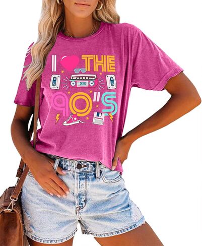 90s Shirt for Women Back to The 90's Shirt Vintage 1990s Theme Party Shirt Retro Casual Loose Tee Tops in Kuwait