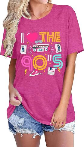 90s Shirt for Women Back to The 90's Shirt Vintage 1990s Theme Party Shirt Retro Casual Loose Tee Tops in Kuwait