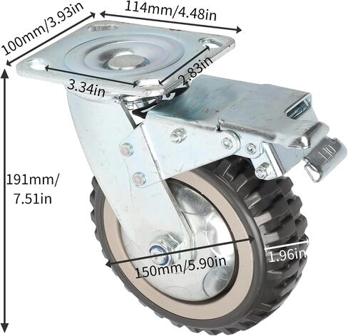 8 Inch Caster Wheels Heavy Duty Polyurethane Offroad Casters Set of 4 Swivel Plate Casters with 2 Brake Industrial Locking Wheels, Load Bearing 2314lbs in Saudi Arabia