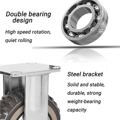 8 Inch Caster Wheels Heavy Duty Polyurethane Offroad Casters Set of 4 Swivel Plate Casters with 2 Brake Industrial Locking Wheels, Load Bearing 2314lbs in Saudi Arabia