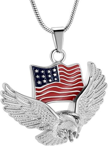 Cremation Jewelry For Ashes For Men The Stars and the Stripes With Eagle Memorial Urn Necklace Keepsake Pendant in Kuwait