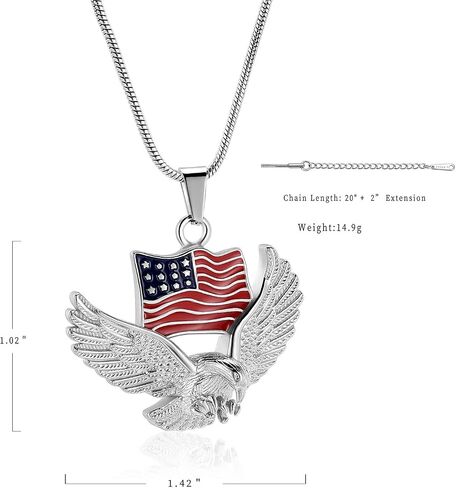 Cremation Jewelry For Ashes For Men The Stars and the Stripes With Eagle Memorial Urn Necklace Keepsake Pendant in Kuwait
