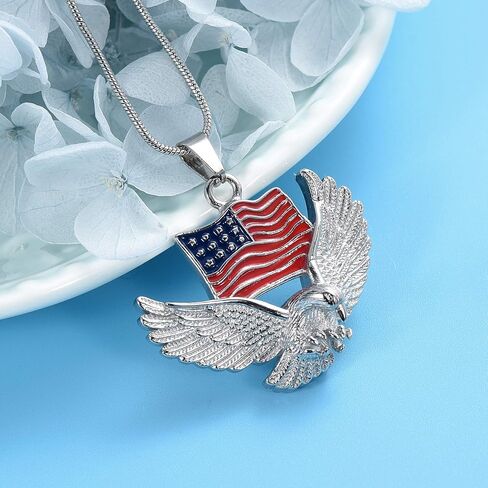 Cremation Jewelry For Ashes For Men The Stars and the Stripes With Eagle Memorial Urn Necklace Keepsake Pendant in Kuwait
