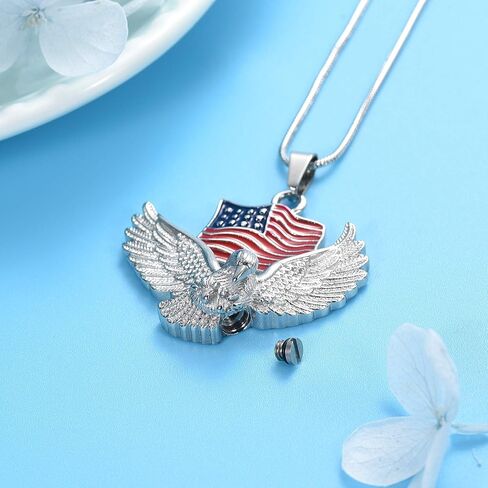 Cremation Jewelry For Ashes For Men The Stars and the Stripes With Eagle Memorial Urn Necklace Keepsake Pendant in Kuwait