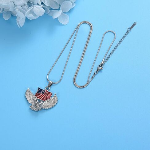 Cremation Jewelry For Ashes For Men The Stars and the Stripes With Eagle Memorial Urn Necklace Keepsake Pendant in Kuwait