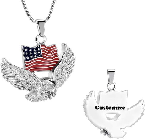 Cremation Jewelry For Ashes For Men The Stars and the Stripes With Eagle Memorial Urn Necklace Keepsake Pendant in Kuwait