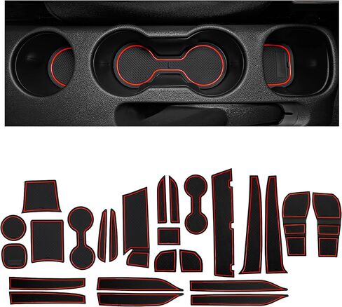 CupHolderHero يناسب ملحقات Chevy Trax 2015-2022 الداخلية المخصصة الفاخرة غير القابلة للانزلاق المضادة للغبار حامل الأكواب، سجادات بطانة وحدة التحكم المركزية، بطانات جيب الباب مجموعة 27 قطعة (زخرفة زرقاء) in Kuwait