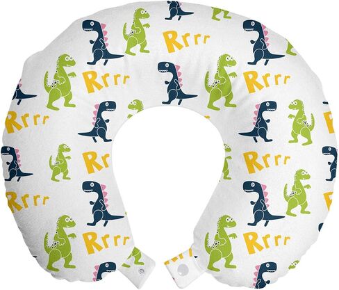 Ambesonne Dessert Travel Pillow Neck Rest, Colorful Ice Cream and Cake Patterns Delicious Foods, Memory Foam Traveling Accessory for Airplane and Car, 12", Champagne Beige in Kuwait