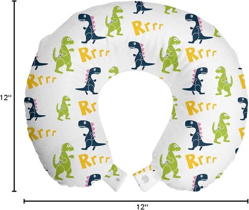 Ambesonne Dessert Travel Pillow Neck Rest, Colorful Ice Cream and Cake Patterns Delicious Foods, Memory Foam Traveling Accessory for Airplane and Car, 12", Champagne Beige in Kuwait