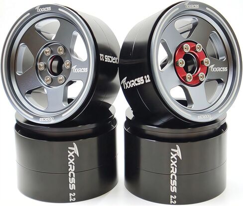 Adjustable 2 Offsets RC 2.2 Beadlock Wheels Rims Hub 1/10 Crawle Car Wheel Aluminum Upgrades for Gen8 Everest Gen 7 Pro / SCX10 Trx4m(4PC) (Black) in Kuwait