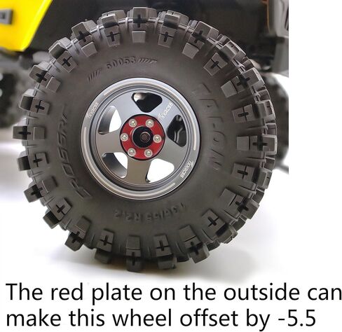 Adjustable 2 Offsets RC 2.2 Beadlock Wheels Rims Hub 1/10 Crawle Car Wheel Aluminum Upgrades for Gen8 Everest Gen 7 Pro / SCX10 Trx4m(4PC) (Black) in Kuwait