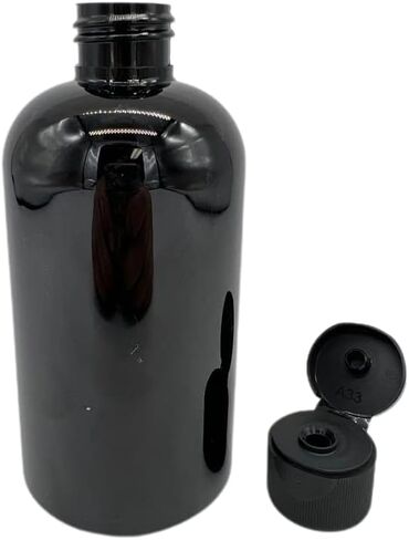 زجاجات بلاستيكية من ناتشورال فارمز سعة 8 أونصة - 12 عبوة فارغة قابلة لإعادة الملء - خالية من مادة BPA - الزيوت العطرية - العلاج العطري | قبعة سوداء فليب توب سناب - صُنعت في الولايات المتحدة الأمريكية in Kuwait