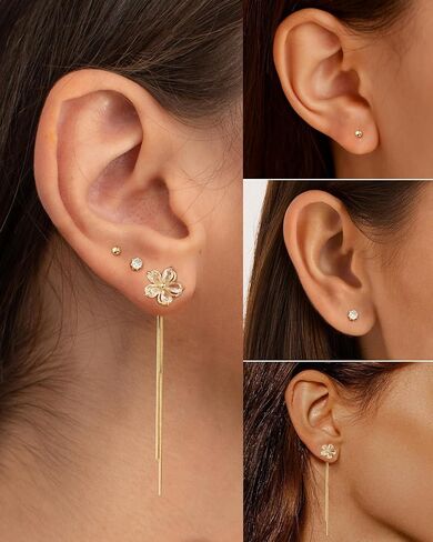 ACECHA Small Gold Hoop Earrings for Women, 14K Gold Plated Dainty Multiple Piercing Stud Earring Set Trendy Tassel Dangle Jewelry Stacks Gift in Saudi Arabia