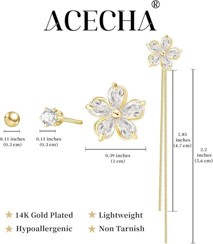 ACECHA Small Gold Hoop Earrings for Women, 14K Gold Plated Dainty Multiple Piercing Stud Earring Set Trendy Tassel Dangle Jewelry Stacks Gift in Saudi Arabia