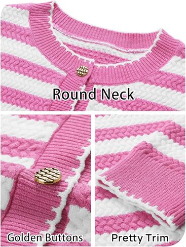 NENONA Women's Long Sleeve Striped Cardigan Sweaters Button Down Cable Knit 2024 Fall Classy Outwear in Saudi Arabia