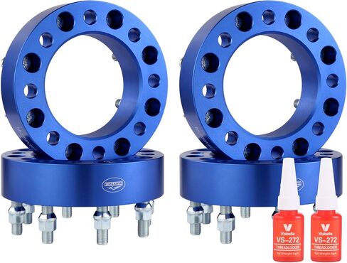 2 pcs 8X170 Forged Wheel Spacers,3 inch (76mm) Thickness, 125mm hub, M14X1.5 Studs, Compatible with Ford 8 Lug for 2003-2022 F-2-5-0, 2003-2022 F-350, 2003-2005 Excursion, Blue in Saudi Arabia