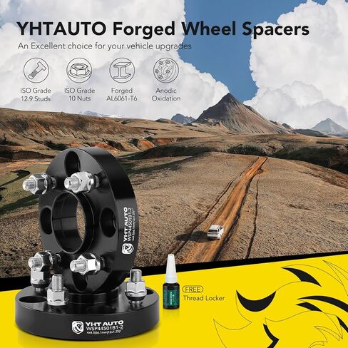 YHTAUTO 4x4.5 Hub Centric Wheel Spacers 1 Inch Fits Nissan Altima Maxima 200SX 240SX 300ZX, Infiniti G20 M30 4x114.3mm Tire Spacers w/ M12x1.25 Studs, 66.1mm Hub Bore 4 Lug 4PCS Black Spacers in Saudi Arabia