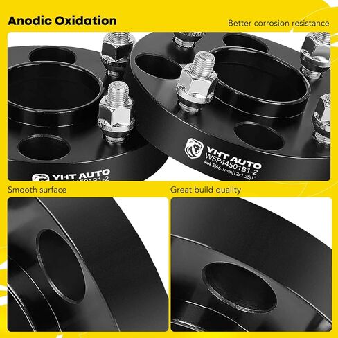 YHTAUTO 4x4.5 Hub Centric Wheel Spacers 1 Inch Fits Nissan Altima Maxima 200SX 240SX 300ZX, Infiniti G20 M30 4x114.3mm Tire Spacers w/ M12x1.25 Studs, 66.1mm Hub Bore 4 Lug 4PCS Black Spacers in Saudi Arabia