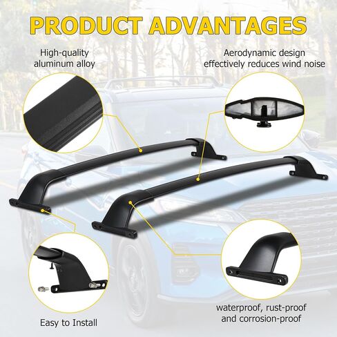 AUXMART Roof Rack Cross Bars fits for Nissan Pathfinder 2022-2024 with Flush Side Rails Fixed Point 220lbs Adjustable Aluminum Crossbars Compatible with Roof Boxes Bags Kayak Bicycle Rooftop in Saudi Arabia