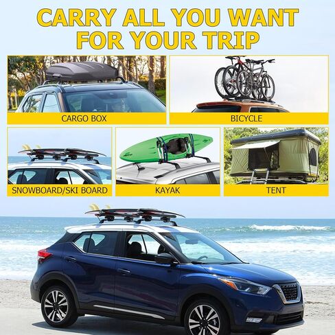 AUXMART Roof Rack Cross Bars fits for Nissan Pathfinder 2022-2024 with Flush Side Rails Fixed Point 220lbs Adjustable Aluminum Crossbars Compatible with Roof Boxes Bags Kayak Bicycle Rooftop in Saudi Arabia