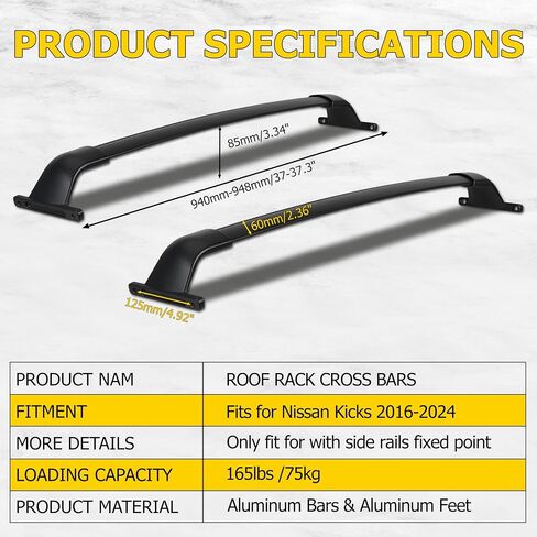 AUXMART Roof Rack Cross Bars fits for Nissan Pathfinder 2022-2024 with Flush Side Rails Fixed Point 220lbs Adjustable Aluminum Crossbars Compatible with Roof Boxes Bags Kayak Bicycle Rooftop in Saudi Arabia