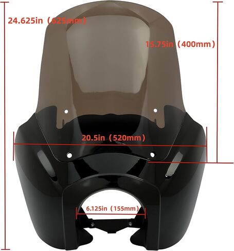 HECASA Fairing W/ 15'' Windshield Compatible with 1987-2017 Harley Davidson Dyna Super Glide Low Rider FXDL T-Sport FXDXT FXR Front Fairing Cover Windshield Windscreen Black & Smoked in Saudi Arabia