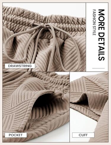 مجموعة ملابس النوم النسائية من Wyeysyt مكونة من قطعتين ملابس متطابقة بأكمام قصيرة وقمصان قصيرة ومجموعة بيجامات كاجوال مع جيوب (كاكي-S)، مقاس صغير in Kuwait