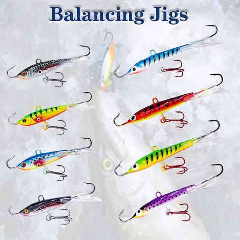 Bombite 38 قطعة من أدوات صيد الأسماك على الجليد مجموعة طُعم صيد الأسماك المتوهجة على الجليد ورؤوس صيد الكرابي وصيد الأسماك في الشتاء مع صندوق أدوات in Kuwait