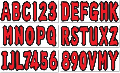 4 Sets of 3" Marine Boat Red Sticker Decals A-Z Letters & 0-9 Numbers for Yachts & Personal Watercraft Waterproof Anti-Scratch in Kuwait