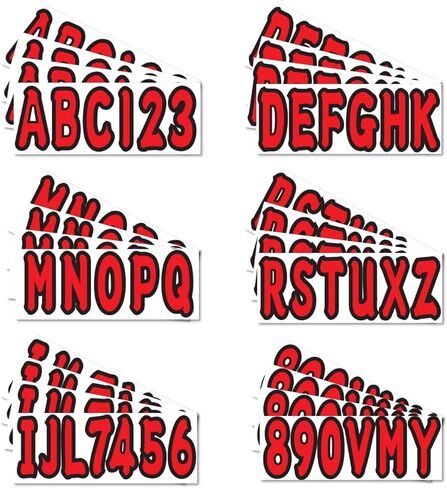 4 Sets of 3" Marine Boat Red Sticker Decals A-Z Letters & 0-9 Numbers for Yachts & Personal Watercraft Waterproof Anti-Scratch in Kuwait