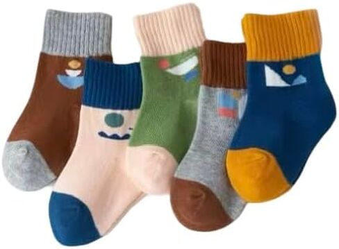 GUGU GAGA kids toddler big little for boys girls unisex fashion cotton crew cute socks - 5 pairs set in Saudi Arabia
