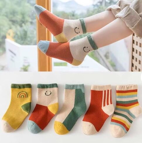 GUGU GAGA kids toddler big little for boys girls unisex fashion cotton crew cute socks - 5 pairs set in Saudi Arabia