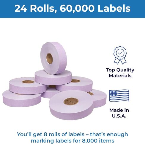 Perco Yellow Pricing Labels for Monarch 1131 Price Gun - 1 Sleeve, 8 Rolls, 20,000 Price Marking Labels - with Ink Roll Included in Kuwait