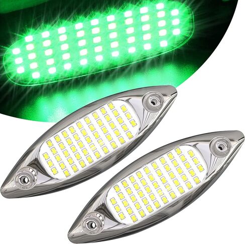 HUSUKU 5.6" LED Marine Courtesy Lights, SOOP3 P3-1 51LED 1800LM IP68 Shuttle Type Boat Transom Light Surface Mount for Yacht Pontoon Kayak Stern Interior Underwater Deck Cabin Fishing (2Pcs Green) in Saudi Arabia