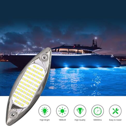 HUSUKU 5.6" LED Marine Courtesy Lights, SOOP3 P3-1 51LED 1800LM IP68 Shuttle Type Boat Transom Light Surface Mount for Yacht Pontoon Kayak Stern Interior Underwater Deck Cabin Fishing (2Pcs Green) in Saudi Arabia